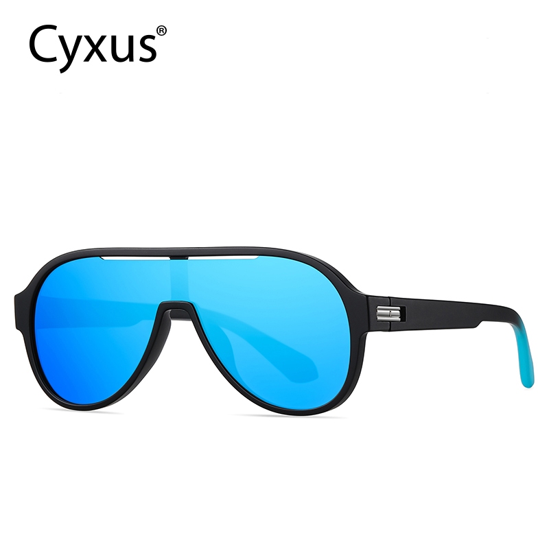 Cyxus Kính Mát Nguyên Khối Phân Cực UV400 Gọng Vuông Oversize TR90 Cho Nam Nữ Đạp Xe Đi Biển Lái Xe P1131