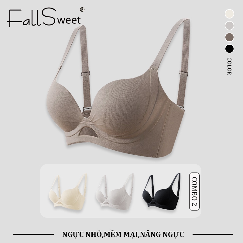 FallSweet 2 Cái Đồ Lót Cho Nữ Áo Ngực Không Dây AB Cup, Thiết Kế Mềm Mại, Nâng Đỡ Tốt