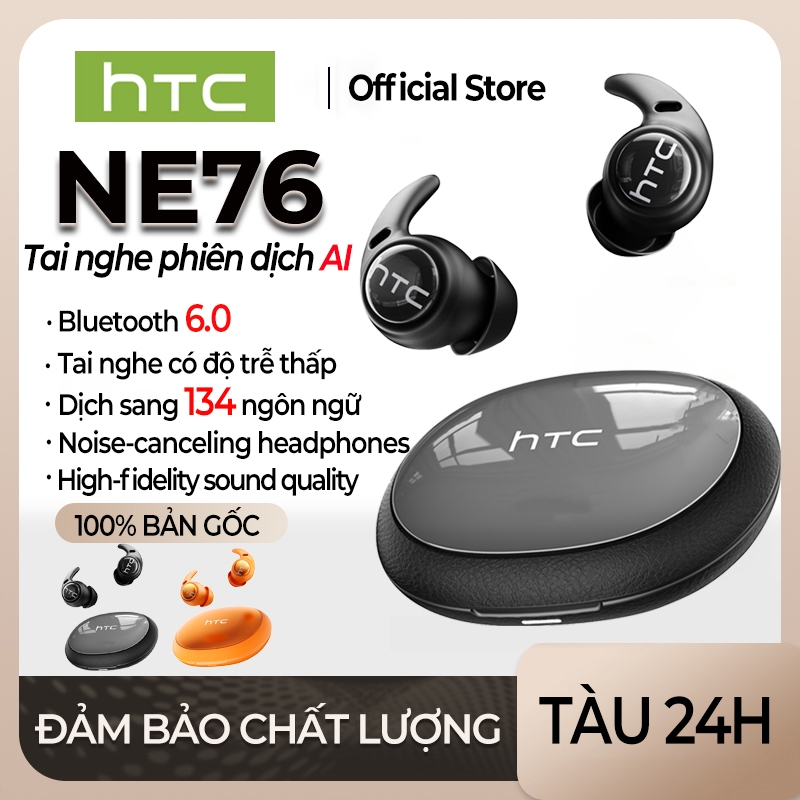 HTC NE76 Tai nghe dịch thuật AI Tai nghe Bluetooth 6.0 Dịch 134 ngôn ngữ Tai nghe hỗ trợ giấc ngủ Dịch thuật thời gian thực Khử tiếng ồn Chất lượng âm thanh HiFi độ nét cao Giảm tiếng ồn khi gọi điện Có micrô