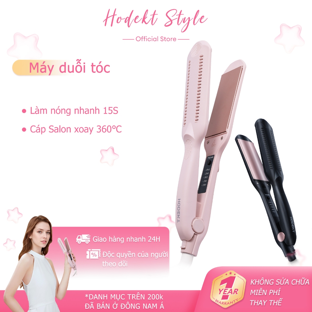 Máy duỗi tóc bằng sắt phẳng HODEKT Máy dập xù , bấm xù làm phồng chân tóc bản to cao cấp young