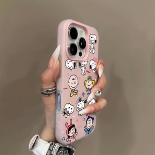 Thiết kế chân dung gia đình Snoopy phù hợp cho iPhone 11 12 Pro 13 Pro Max 15 Pro Max 14 16 Pro 16 Plus 17 Air 17 Pro 17 Pro Max Ốp điện thoại màu kẹo