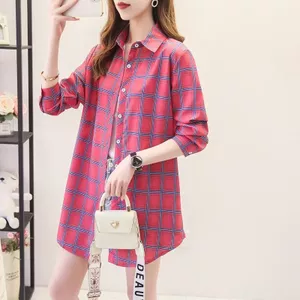 Áo Sơ Mi Nữ Dài Tay Họa Tiết Ca Rô Phong Cách Hàn Sành Điệu