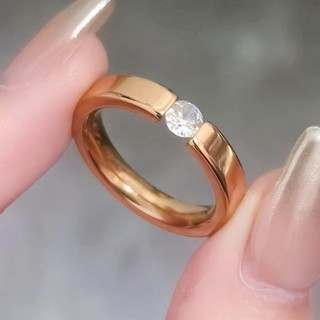 Tối Giản Chắc Chắn Cặp Đôi Nhẫn Cubic zirconia Thời Trang Thép Titan Không Mòn Trang Sức