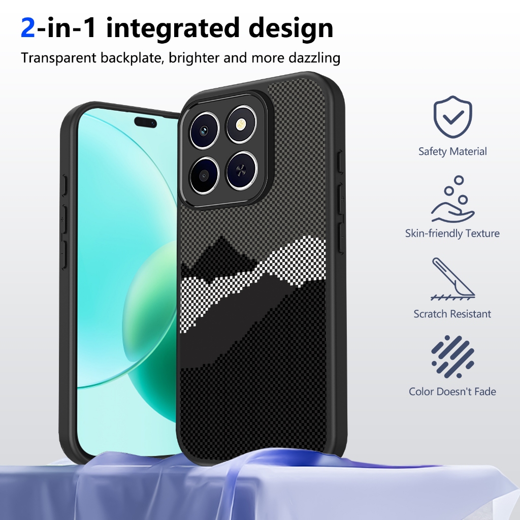 MỚI Sáng Tạo Sợi Carbon Kevlar Họa Tiết Họa Tiết Ốp Lưng Điện Thoại Honor X6C X7C X7D X8B X8C X8D X9B X9C X9D 4G 5G Vỏ Bảo Vệ Chống Sốc Vỏ Điện Thoại Di Động