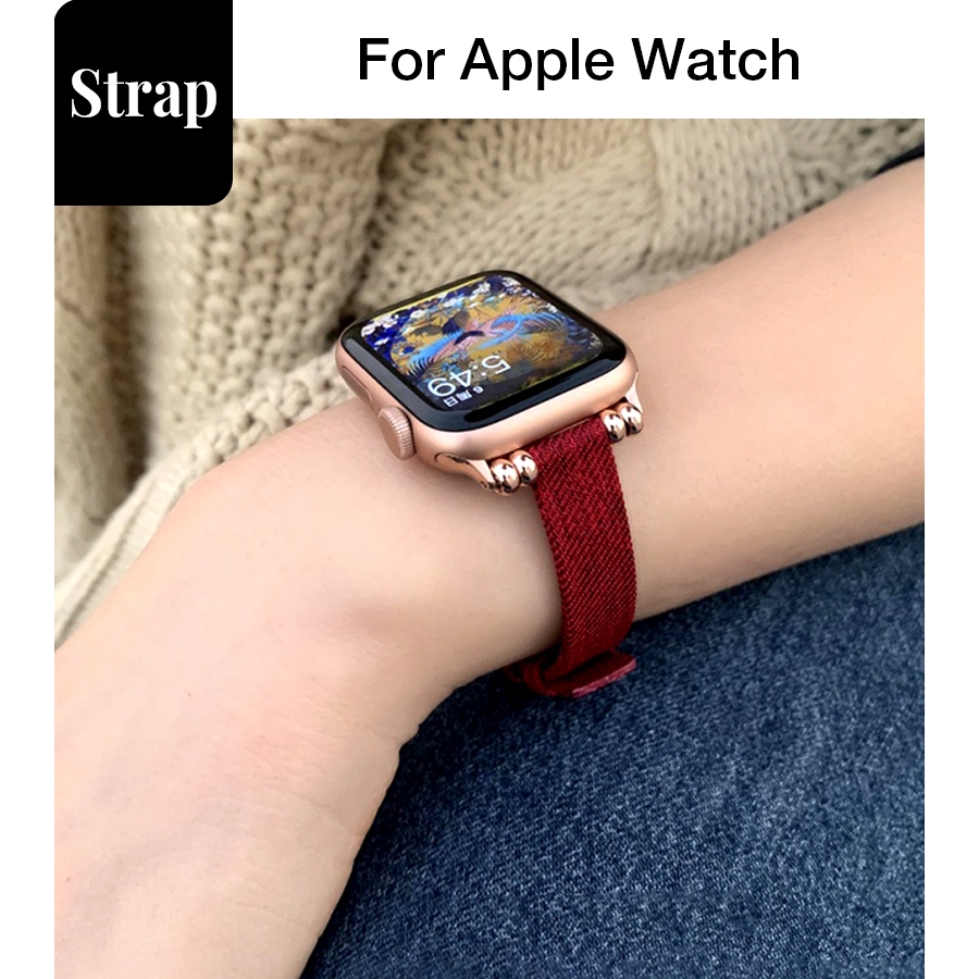 Dây đeo mỏng vải nữ Thích hợp cho Apple Watch S11 SE3 Ultra3 S10 S9 S8 SE S7 S6 Ultra 49mm 46mm 42mm 40mm 44mm 41mm 45mm Dây đeo cổ tay
