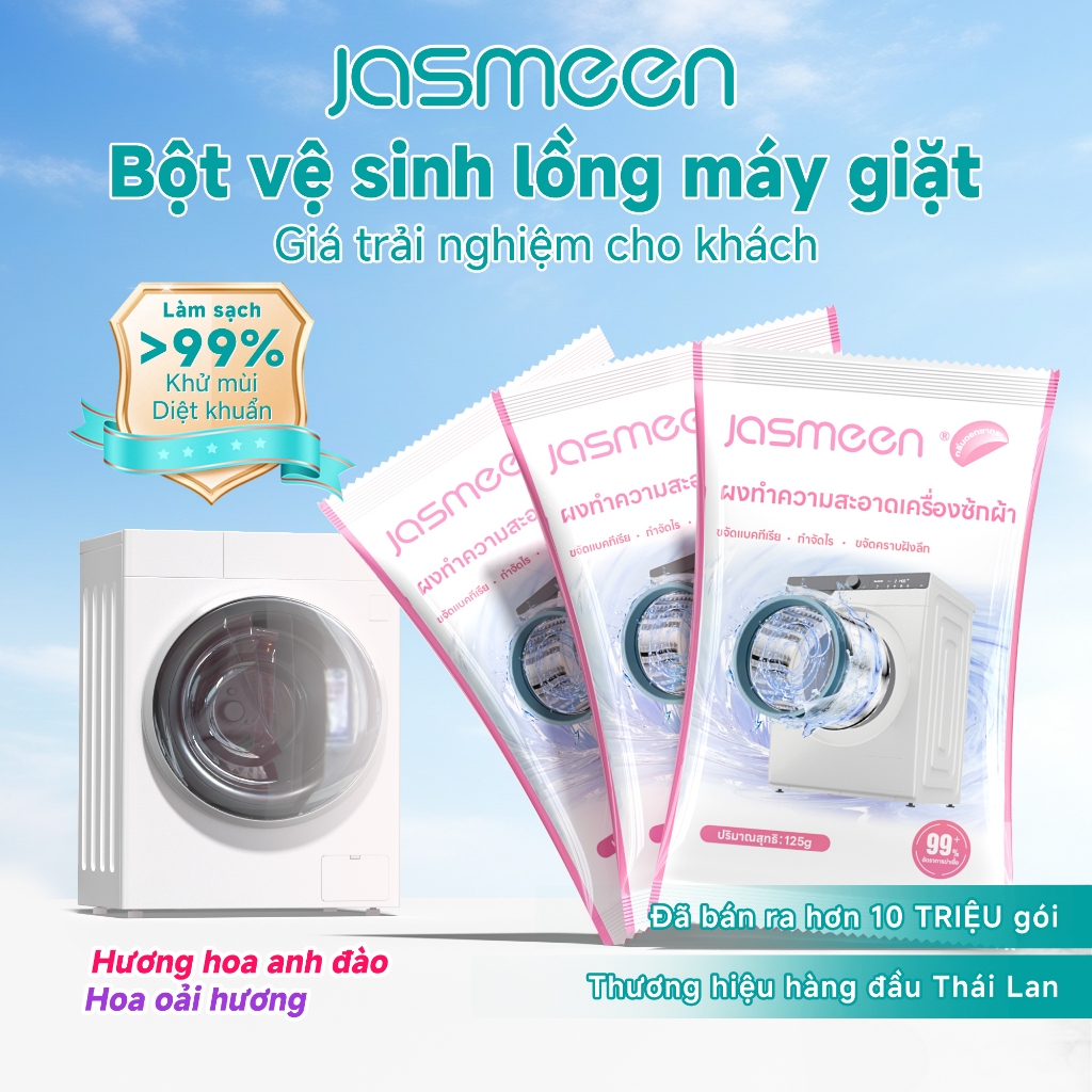 3 gói bột vệ sinh lồng giặt JASMEEN - khử trùng - làm sạch hiệu quả- diệt khuẩn 99%