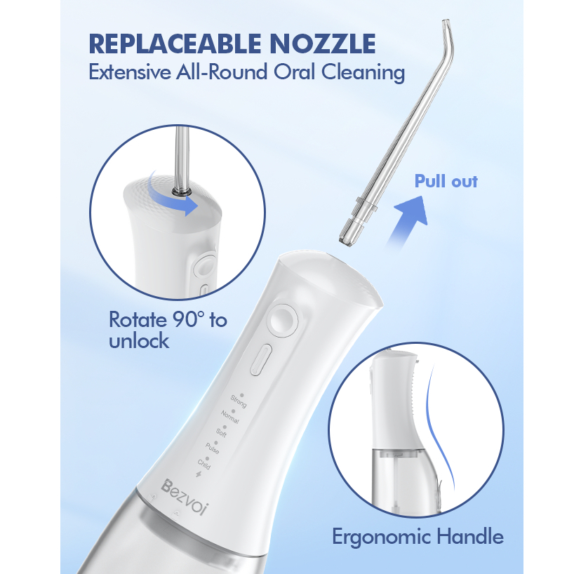[CLEARANCE SALE][Bảo hành 24 tháng] Máy Tăm đánh bóng nước cầm tay Oral Irrigator Bezvoi Y213 không dây, 300ML, Máy tưới nước uống có thể sạc lại có gương miệng để niềng răng Làm sạch nướu Chăm sóc Bảo vệ khoang, chỉnh nha, nẹp chăm sóc nha khoa | BigBuy360 - bigbuy360.vn