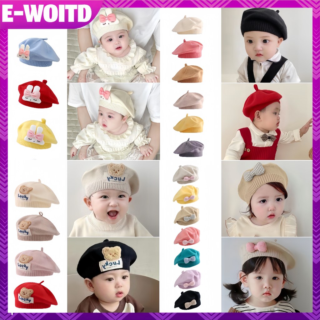 E-WOITD Thời Trang Dễ Thương Bé Dệt Kim Mũ Nồi Màu Trơn Trẻ Em Mũ Ấm Áp Thu Đông Cho Trẻ Em Ngoài Trời Bonnet Phụ Kiện Quà Tặng HNVN