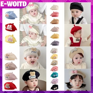 E-WOITD Thời Trang Dễ Thương Bé Dệt Kim Mũ Nồi Màu Trơn Trẻ Em Mũ Ấm Áp Thu Đông Cho Trẻ Em Ngoài Trời Bonnet Phụ Kiện Quà Tặng HNVN
