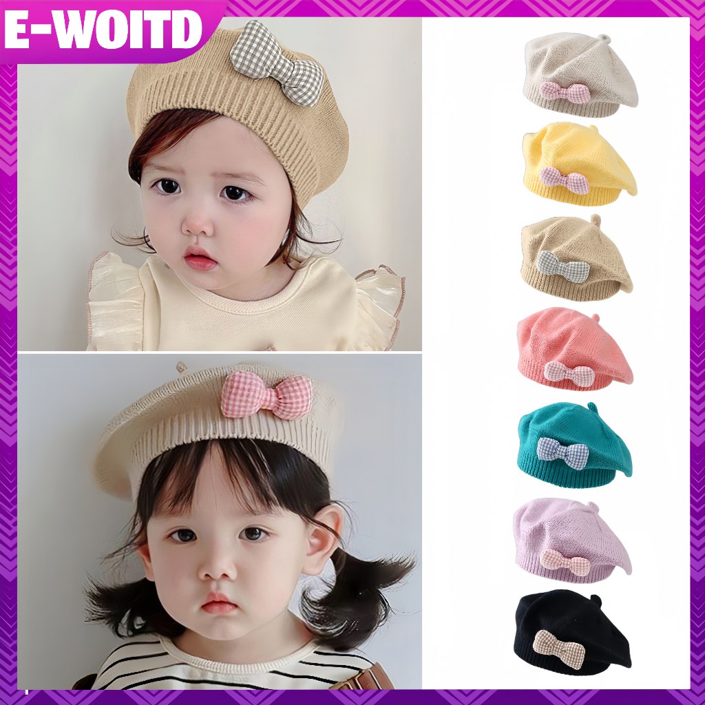 E-WOITD Thời Trang Dễ Thương Bé Dệt Kim Mũ Nồi Màu Trơn Trẻ Em Mũ Ấm Áp Thu Đông Cho Trẻ Em Ngoài Trời Bonnet Phụ Kiện Quà Tặng HNVN