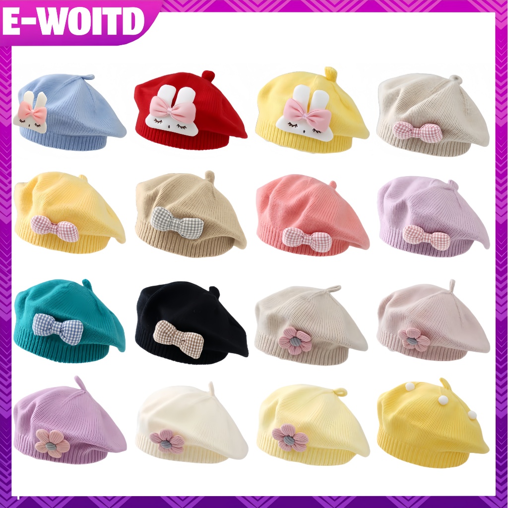 E-WOITD Thời Trang Dễ Thương Bé Dệt Kim Mũ Nồi Màu Trơn Trẻ Em Mũ Ấm Áp Thu Đông Cho Trẻ Em Ngoài Trời Bonnet Phụ Kiện Quà Tặng HNVN