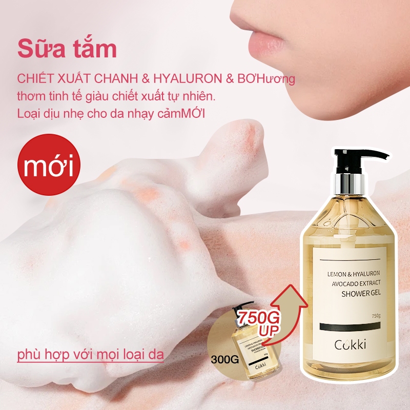 Sữa Tắm Dưỡng Da & Làm Sạch Sâu Cokki 750g - Chiết Xuất Chanh Tươi & Vitamin C Tẩy Tế Bào Chết, Dưỡng Ẩm - Cho Da Sáng Mịn, Se Khít Lỗ Chân Lông Hiệu Quả