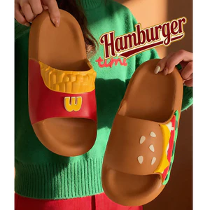 Dễ Thương Khoai Tây Chiên Burger Dép Bố Mẹ-Con EVA Dép Chống Trơn Trượt Dép Thời Trang Ngoài Trời Mặc Cặp Đôi Dép Gia Đình Dép Dép Chống Trơn Trượt Sli