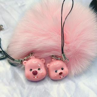 Mặt dây chuyền điện thoại di động hình răng gấu màu hồng