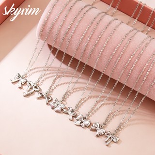 Vòng cổ nơ bạc SKYRIM Dây chuyền xương đòn nữ Trang sức thời trang thanh lịch