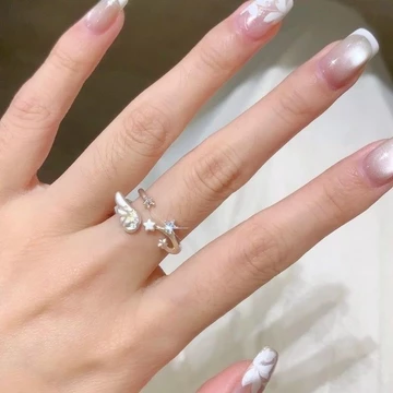 [Sẵn Sàng] Nhẫn Ngôi Sao Cánh Bạc Mở Nhẫn Nhẫn Có Thể Điều Chỉnh Chỉ Số Nhẫn Nhẫn Nữ Nhẫn ins Phong Cách Nhẫn Niche Thiết Kế Nhẫn Ánh Sáng Phong Cách Sang Trọng Nhẫn Phù Hợp Với