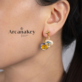 Bông Tai Thả Hoa Hồng Tráng Men, Thiết Kế Mỏng Dài, Phù Hợp Ngày Thường và Sự Kiện - ArcanaKey