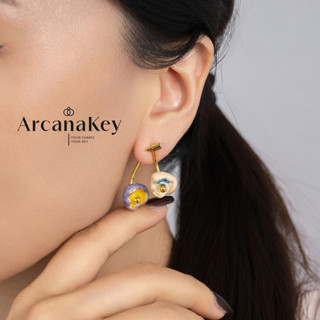 Bông Tai Thả Hoa Hồng Tráng Men, Thiết Kế Mỏng Dài, Phù Hợp Ngày Thường và Sự Kiện - ArcanaKey