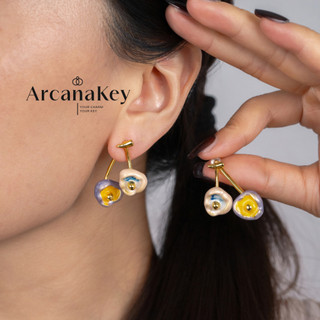 Bông Tai Thả Hoa Hồng Tráng Men, Thiết Kế Mỏng Dài, Phù Hợp Ngày Thường và Sự Kiện - ArcanaKey