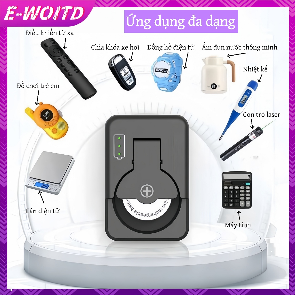E-WOITD 1 Nút Sạc Pin Đa Năng LIR2032 1632 2450 4.2V Bộ Phận Pin Nút Sạc Pin E-WOITD