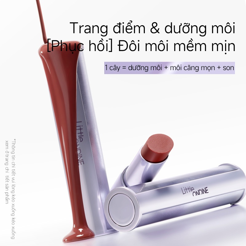 Little Ondine Son môi dưỡng mềm ánh sáng tự nhiên Dưỡng ẩm, giữ màu lâu, không khô môi, mịn màng 3g