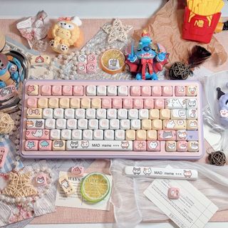 Pink Cartoon Cat Keycaps PBT Dye-sub MOA Profile Keycap Custom Keycaps Tương thích với Cherry Gateron MX Switch