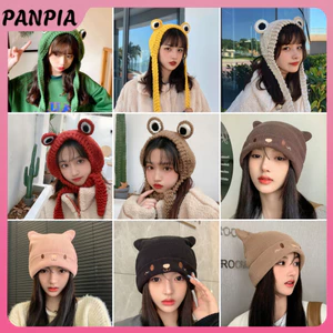 PANPIA-Mùa Đông Phong Cách Hàn Quốc Mũ Ếch Móc Dệt Kim Mũ Bò Dệt Kim Mũ Dành Cho Nữ Quà Tặng Bé Anime Mũ Chụp Ảnh Chống Đỡ Đảng HEVN