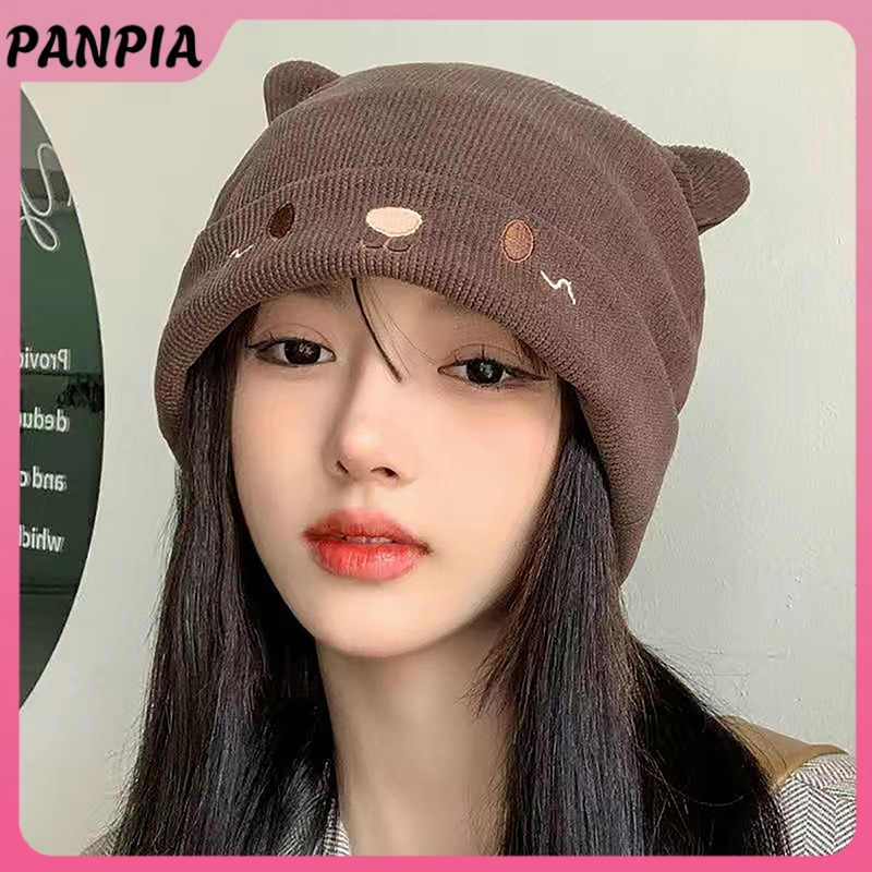 PANPIA-Mùa Đông Phong Cách Hàn Quốc Mũ Ếch Móc Dệt Kim Mũ Bò Dệt Kim Mũ Dành Cho Nữ Quà Tặng Bé Anime Mũ Chụp Ảnh Chống Đỡ Đảng HEVN