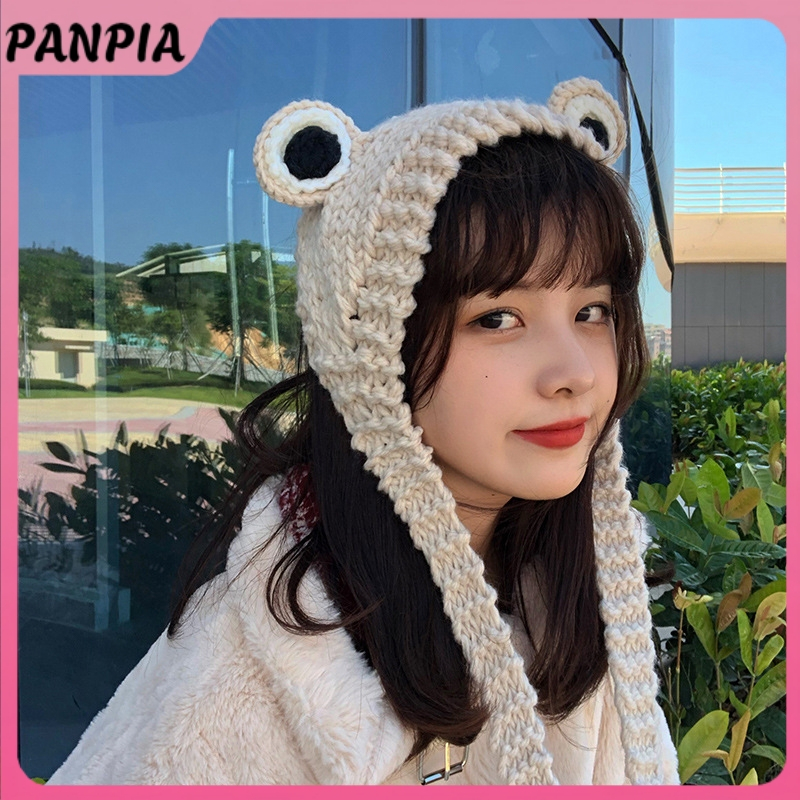 PANPIA-Mùa Đông Phong Cách Hàn Quốc Mũ Ếch Móc Dệt Kim Mũ Bò Dệt Kim Mũ Dành Cho Nữ Quà Tặng Bé Anime Mũ Chụp Ảnh Chống Đỡ Đảng HEVN