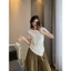 Giảm giá 29k áo phông nữ girl phố hot trắng basic xịn kiểu sang chảnh tay ngắn form rộng trơn áo thun cổ tròn vạt chéo đẹp