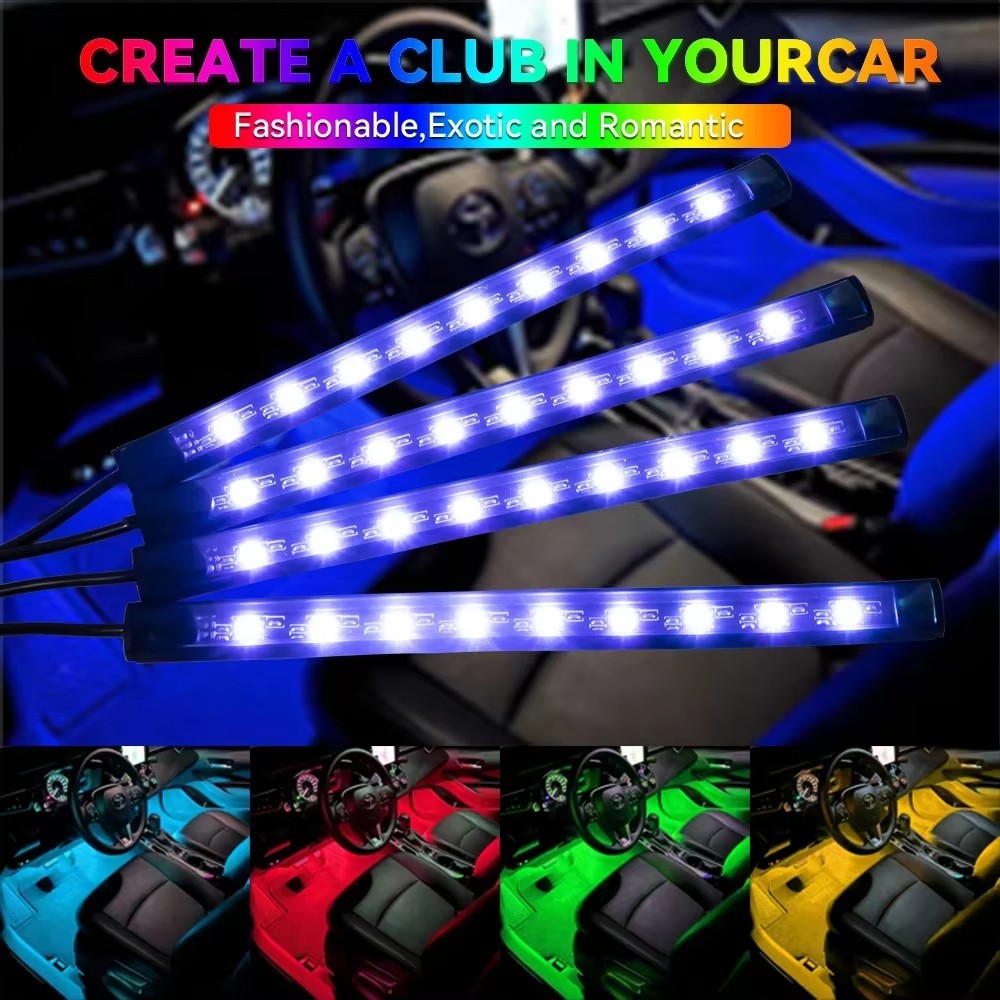 Đèn Led Neon Dải Đèn Xung Quanh Đèn Ô Tô Không Dây Từ Xa Âm Nhạc Ứng Dụng Điều Khiển Tự Động RGB Khí Quyển Đèn Trang Trí Tự Động Phụ Kiện