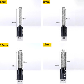 ⭐GROUS⭐6/8/10/12mm Diamond Drill Bit Compatible With Inner Hole Grinders M10 Thread Angle Grinder