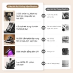Simplus Máy hút bụi giường nệm Thiết kế 2 cốc chứa bụi   Tia UV diệt khuẩn   Tốc độ đập 96,000 vòng/phút  Lực hút mạnh 18000pa  Sấy khô bằng gió nóng  Bộ lọc HEPA F9 cao cấp  Tích hợp hương thơm CMYH007GY — ảnh 2