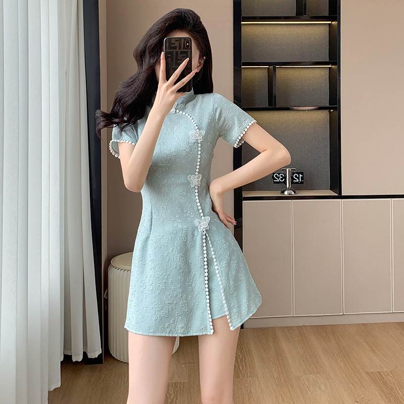 Sườn xám nữ hai mảnh phong cách Trung Hoa, thiết kế cải tiến, phù hợp mặc hàng ngày