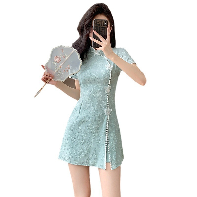 Sườn xám nữ hai mảnh phong cách Trung Hoa, thiết kế cải tiến, phù hợp mặc hàng ngày