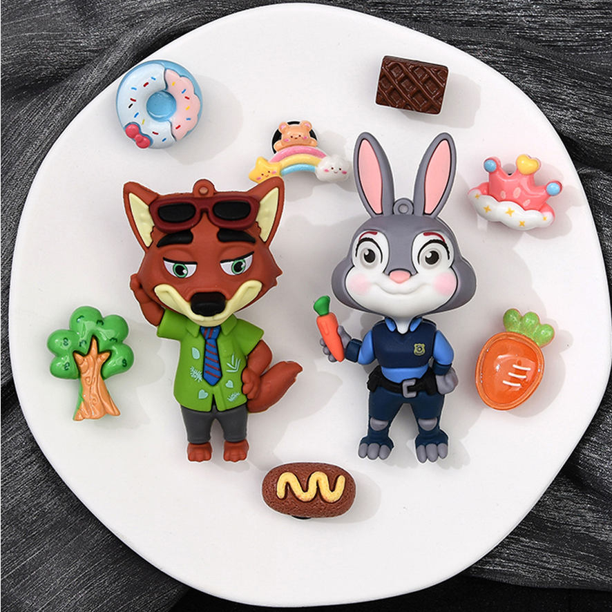 Phụ kiện khóa giày Crocs tự tháo rời hình hoạt hình Judy & Nick dễ thương, phù hợp cho giày lỗ, phụ kiện DIY ba chiều