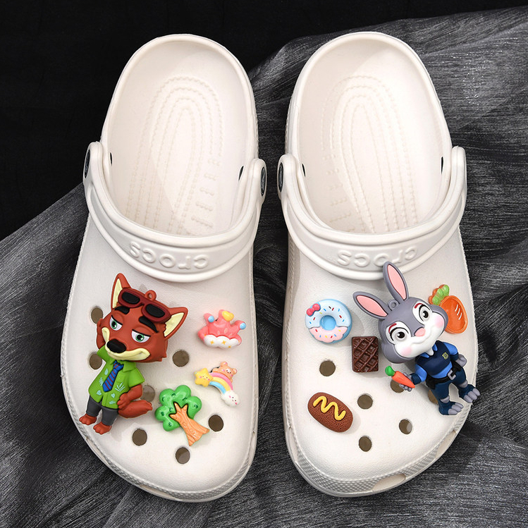 Phụ kiện khóa giày Crocs tự tháo rời hình hoạt hình Judy & Nick dễ thương, phù hợp cho giày lỗ, phụ kiện DIY ba chiều