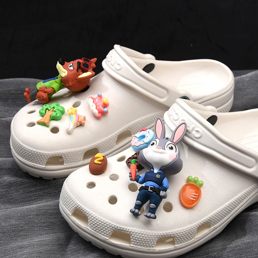Phụ kiện khóa giày Crocs tự tháo rời hình hoạt hình Judy & Nick dễ thương, phù hợp cho giày lỗ, phụ kiện DIY ba chiều