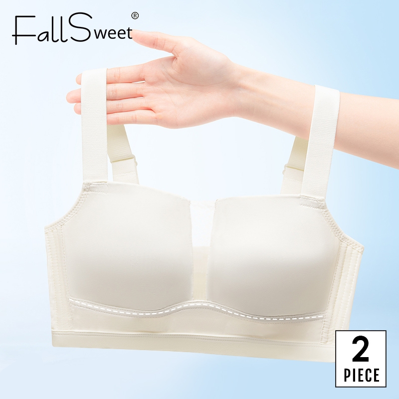 FallSweet 2 Chiếc Siêu Mỏng Full Cup Áo Lót Liền Mạch Một Mảnh Áo Quần Lót Thoáng Khí Không Dây