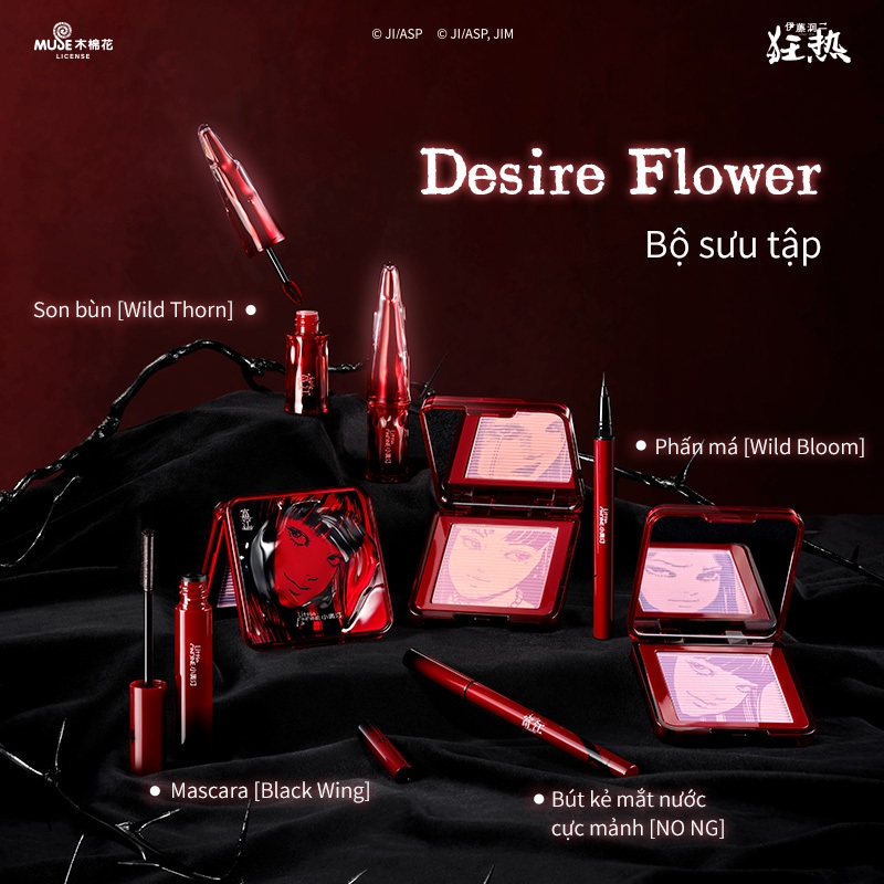 Little Ondine Bộ quà tặng Tomie Halloween phiên bản giới hạn Bảng phấn má Son bùn Mascara Black Wing 10g/2.8g/5g/0.5ml