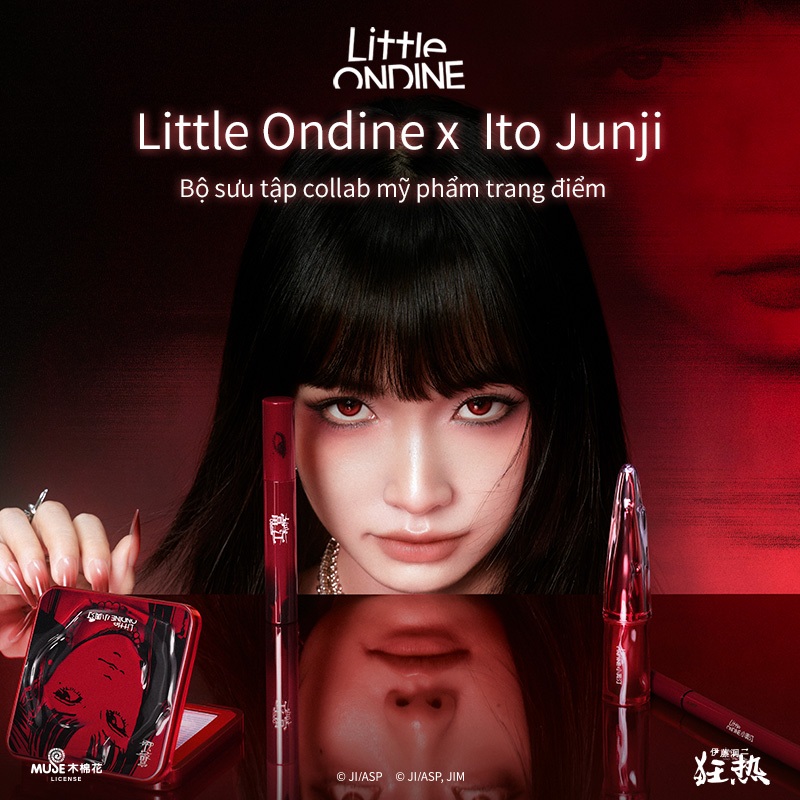 Little Ondine Bộ quà tặng Tomie Halloween phiên bản giới hạn Bảng phấn má Son bùn Mascara Black Wing 10g/2.8g/5g/0.5ml