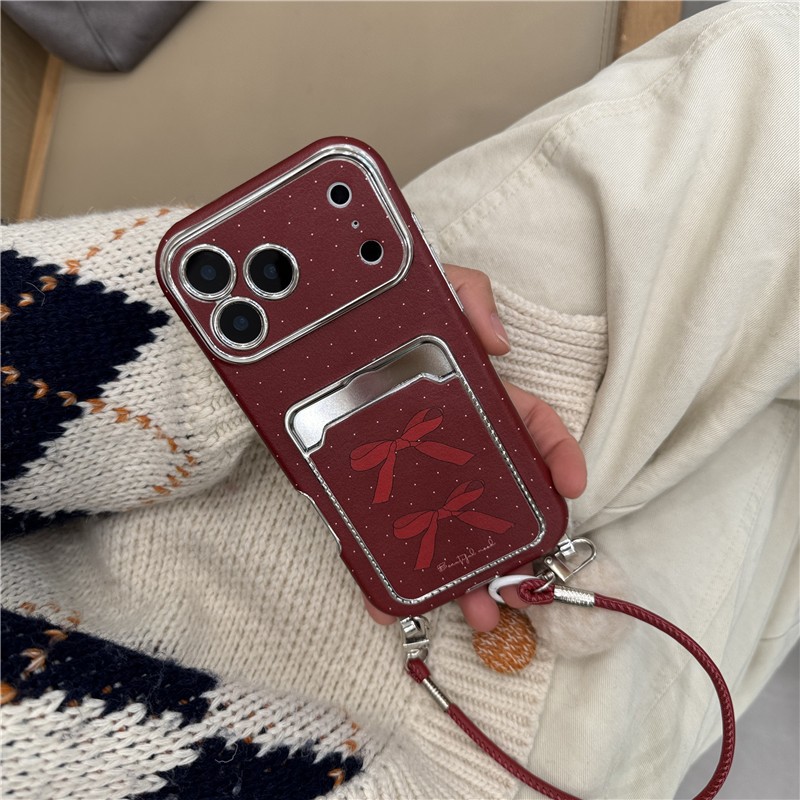 IPhone 17 Pro max 16 Pro Gói thẻ nơ họa tiết chất liệu PU