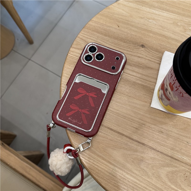 IPhone 17 Pro max 16 Pro Gói thẻ nơ họa tiết chất liệu PU