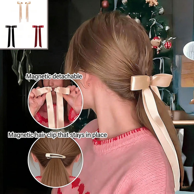 Nơ Ruy Băng Kẹp Tóc Từ Tính - Cặp Phụ Kiện Tóc Thời Trang