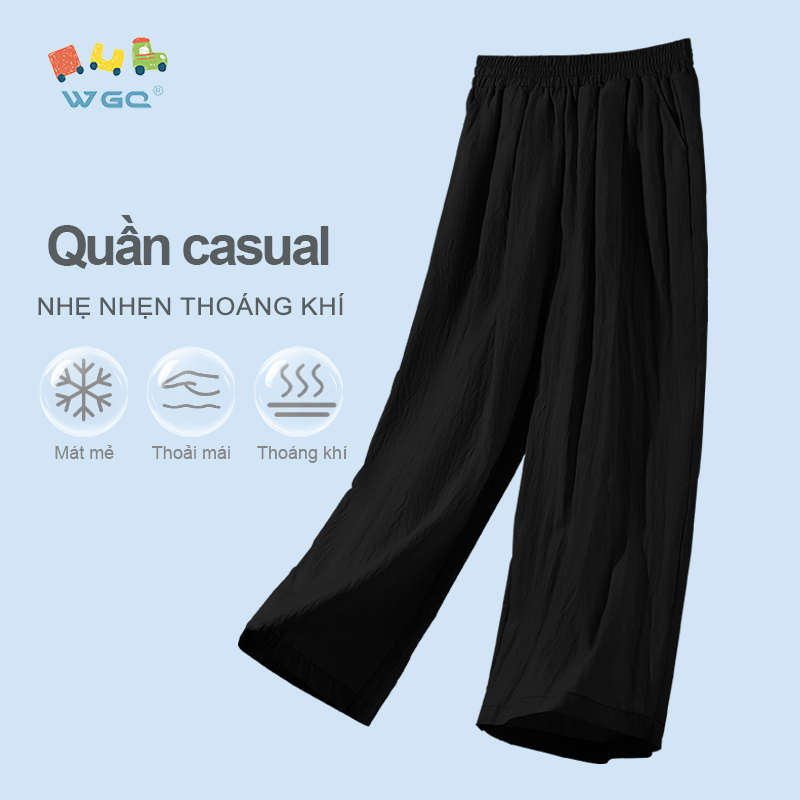 W.G.Q Quần dài bé gái , Quần thường ngày phong cách mới mùa hè, thoáng khí nhẹ, dáng rộng thoải mái