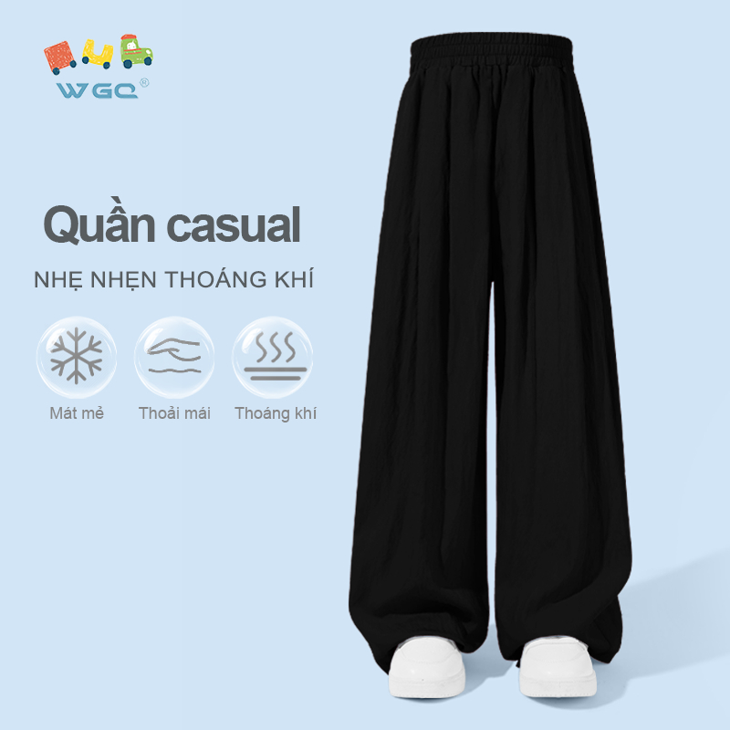 W.G.Q Quần dài bé gái , Quần thường ngày phong cách mới mùa hè , dáng rộng thoáng khí thoải mái