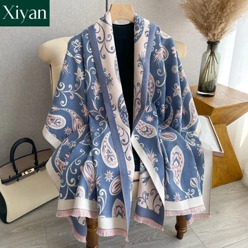 [Sẵn sàng] Khăn choàng nữ thời trang mới giống như cashmere mùa đông giữ ấm khăn choàng dày khăn choàng dài khăn quàng cổ nữ