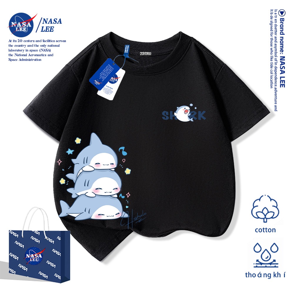💥Xu hướng hot 2026💥 Áo thun trẻ em NASA họa tiết cá mập Chất liệu cotton Unisex Giao hàng ngay