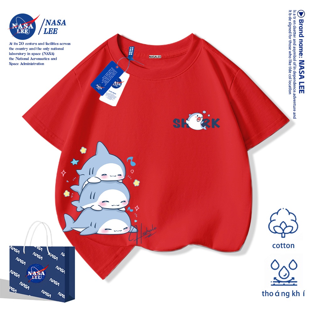 💥Xu hướng hot 2026💥 Áo thun trẻ em NASA họa tiết cá mập Chất liệu cotton Unisex Giao hàng ngay