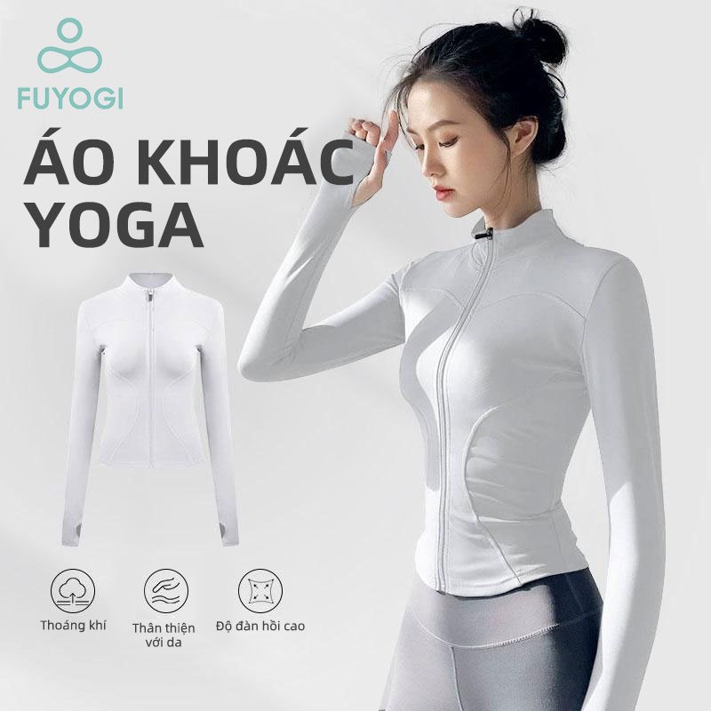 Áo khoác thể thao FUYOGI Dây kéo Yoga Tay dài khô nhanh thoáng khí Áo chạy bộ Trang phục tập thể dục đi xe đạp